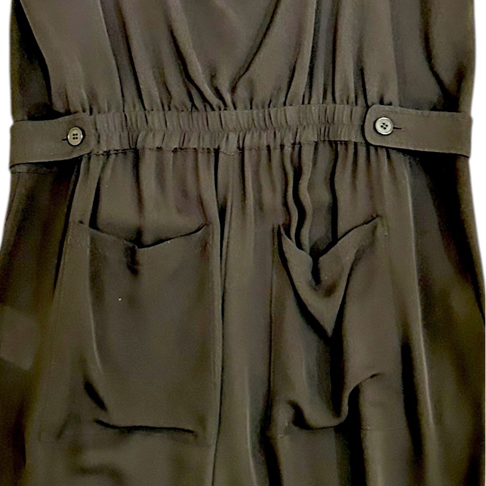 Theory 100% silk Black Jumpsuit jogger cuffs spaghetti straps front pockets sz 4 - Picture 6 of 11